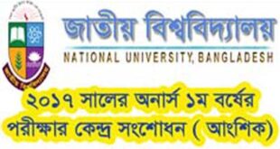 NU 2016 Honours 1st Year Examination Center List Revised 2017-nu.edu.bd