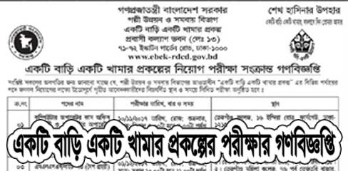 Ektee Bari Ektee Khamar Project EBEK Job circular 2019 www.ebek-rdcd.gov.bd